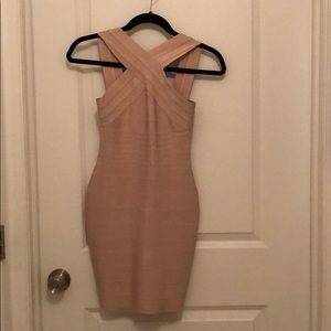 Hot Miami Styles Nude bandage mini dress